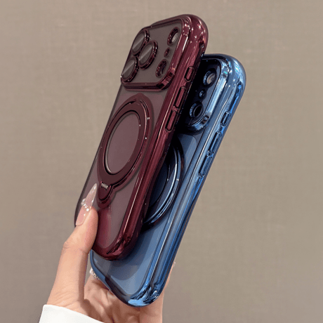 くびれデザイン iPhone18Proケース MagSafe対応リングスタンド iPhone17ProMax/16ケース メタリック カメラ保護 耐衝撃 [M6742]