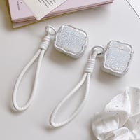 ワニ柄 AirpodsPro3ケース キラキラ感 Airpods4/3カバー AirpodsPro第2/1世代 ストラップ付き アニマル柄[M6616]