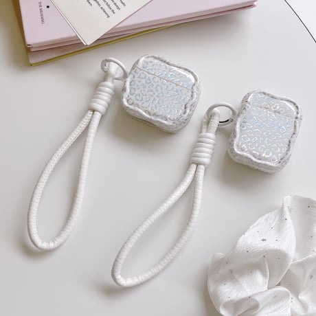 ワニ柄 AirpodsPro3ケース キラキラ感 Airpods4/3カバー AirpodsPro第2/1世代 ストラップ付き アニマル柄[M6616]