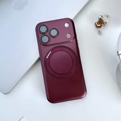 メタリック iPhone18Pro/17ProMaxケース MagSafe対応 3in1の多機能リングスタンド iPhone16Pro/15/14ケース マット加工[M6703]