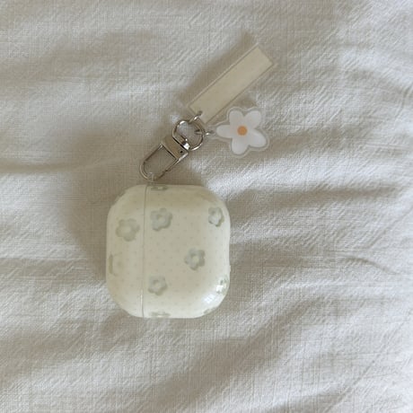 淡色系花柄 Airpods Pro3ケース 韓国風 Airpods4/3カバー pro2/pro1 リング/花キーホルダー かわいい[M6544]