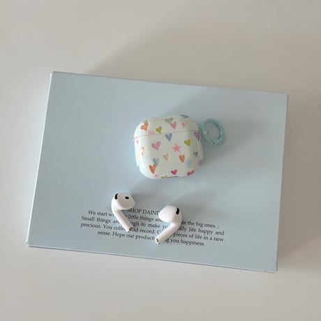 多彩ハート柄 AirpodsPro3ケース 星柄 Airpods4/3カバー AirpodsPro第2/1世代 甘めコーデ ブルー[M6592]
