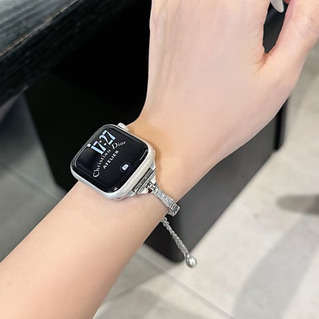 方形ダイヤ AppleWatchバンド 上品 メタリック Series11/10/9 Ultra  SE アップルウォッチベルト シンプル 高級感 高品質[M6697]