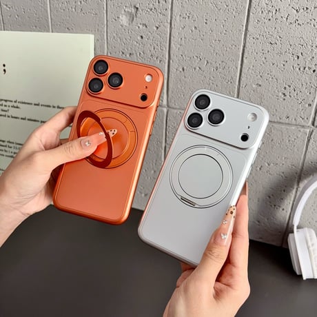 メタリック iPhone18Pro/17ProMaxケース MagSafe対応 3in1の多機能リングスタンド iPhone16Pro/15/14ケース マット加工[M6703]