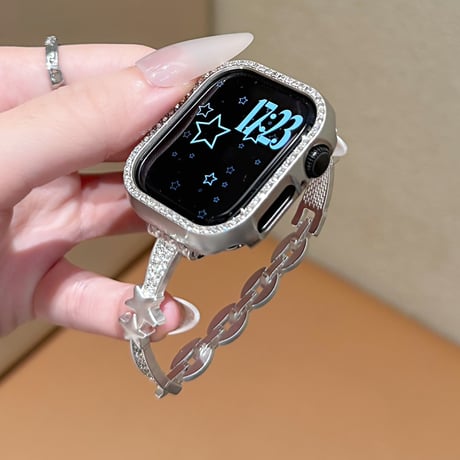 ダイヤと星 AppleWatchバンド おしゃれ AppleWatchベルト Series 11/10/9/8 SE3/2  Ultra3/2/1 高級感キラキラ感[M6679]