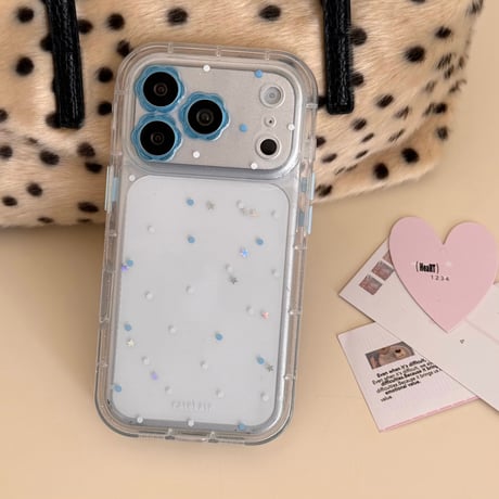 花カメラプロテクター iPhone18Pro/18ProMax 透明感 キラキララメ iPhone17/16/15Proカバー スター柄 可愛い [M6895]