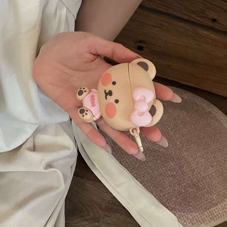 キュート熊さん Airpods Pro3ケース 充電口保護 Airpods 4/3カバー  AirpodsPro2/1  丈夫 プレゼントにおすすめ [M6647]