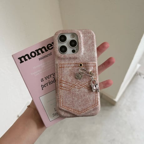 ジーンズカード収納 iPhone18Pro/17ProMaxケース  チャーム付き iPhone17/16Pro/15カバー おしゃれ[M6684]