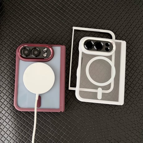 iPhone Duo フルカバーケース 4点セット Magsafe対応 米軍MIL規格 耐衝撃 ヒンジ保護 強化ガラスフィルム付き 高品質[M6761]