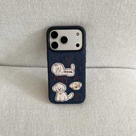 立体刺繍×デニム iPhone18Pro/18ProMax アニマル iPhone17/16/15カバー レトロ可愛い 高級感 耐衝撃[M6828]
