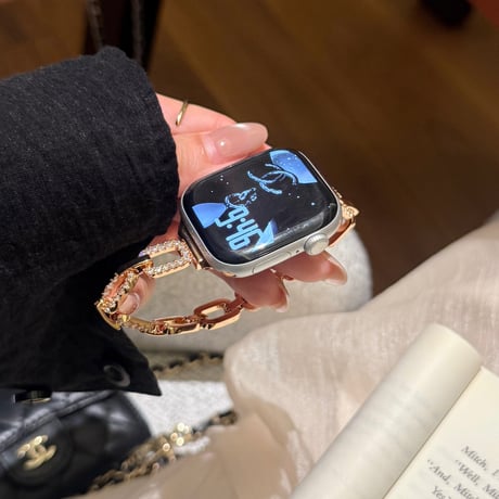 上品ダイヤとメタル AppleWatchバンド 美しい AppleWatchベルト Series 11/10/9/8 SE3/2  Ultra3/2/1  高級感たっぷり[M6556]