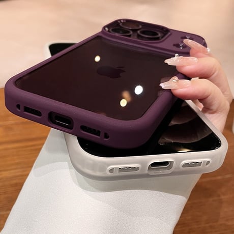 ライトブルー/ダックチェリー iPhone18Pro/18ProMaxケース 背面クリア ソフトフレーム iPhone17Pro/16ケース 耐衝撃[M6711]
