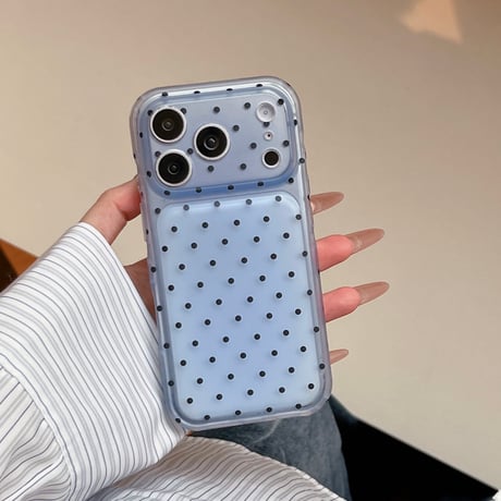 水玉ドット柄 iPhone18Pro/18proMaxケース カメラ保護 iPhone17Pro/16/15カバー バーガンディ／グレーシャー 大人かわいい [M6783]