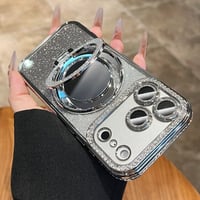 iPhone18Pro/17ケース 鏡付Magsafeリングスタンド iPhone16/15Proケース  ストーン  綺麗 多機能 コスパ最強[M3769]