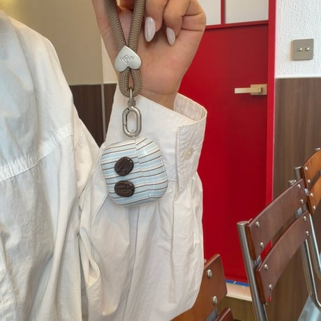 レトロカフェ風 ストライプ＆コーヒー豆 Airpods Pro3ケース ストライプ Airpods4/3カバー pro2/pro1 淡色女子 韓国風 傷防止[M6715]