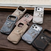 ジーンズカード収納 iPhone18Pro/17ProMaxケース  チャーム付き iPhone17/16Pro/15カバー おしゃれ[M6684]