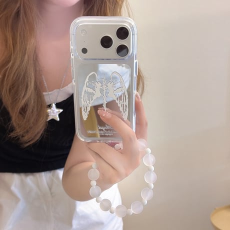 翼柄ミラー iPhone17pro/17ケース ストラップ iPhone16/15pro/17promaxケース 便利 女子力高い[M6559]