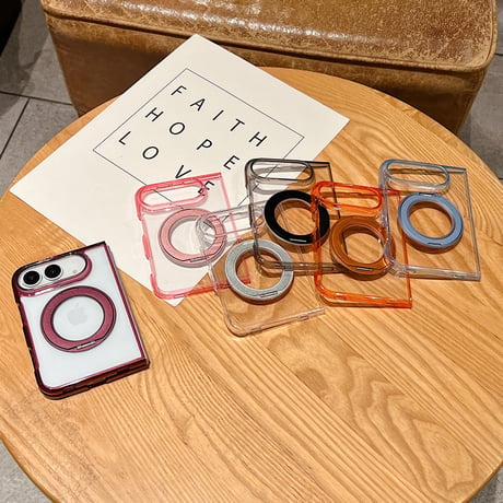 iPhone Duoケース MagSafe対応リングスタンド 高透明 クリアケース おしゃれ カラー 多機能 [M6759]