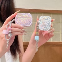 ヒョウ柄 Airpods Pro3ケース 艶感 Airpods4/3カバー pro2/Pro1ケース 可愛いキーホルダー うねうね[M6549]