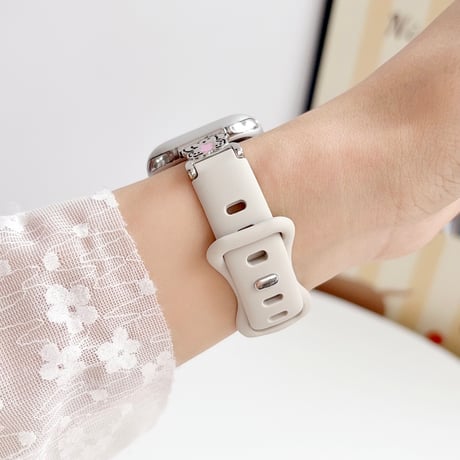 シリコン製 AppleWatchバンド わんちゃん AppleWatchベルト Series 11/10/9/8 SE3/2  Ultra3/2/1 可愛い ベージュ[M6566]