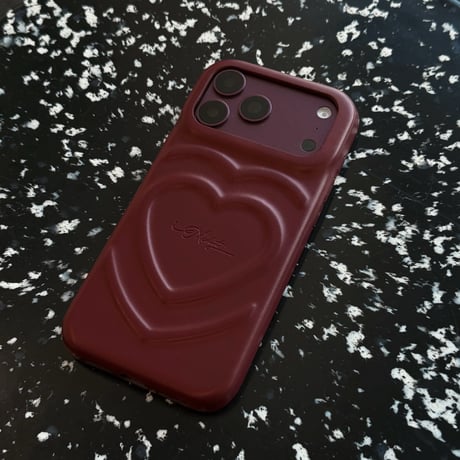 立体ハート柄 iPhone18Pro/18ProMaxケース レザー調 iPhone17/16proケース 落ち着いたカラー 大人可愛い[M6772]