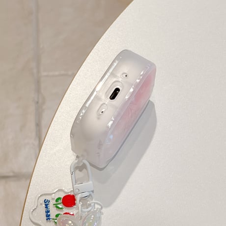 シェル風チューリップ柄 Airpods Pro3ケース ピンク Airpods4/3カバー pro2/pro1 真珠デコ犬ちゃん ギフトにおすすめ[M6596]