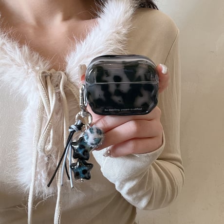 アニマル柄 Airpods 5 ケース べっ甲柄 艶感 Airpodspro3/2カバー Airpods4/3 ＆フリンジチャームセット[M6870]