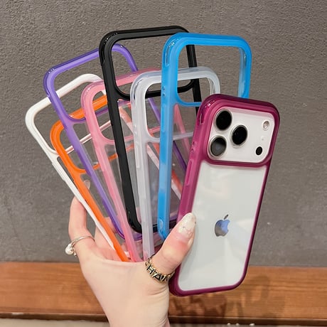 iPhone18Pro/18ProMaxケース 軽量薄型 iPhone17/ iPhone16Pro/15ProMax/14カバー  シンプル風 カラーフレーム [M6641]