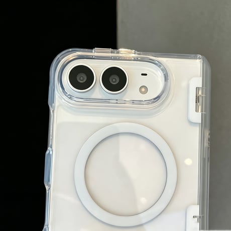 iPhone Duoケース スタンド機能付き MagSafe対応 クリア高透明  耐衝撃 ヒンジ保護 ハイブリッド構造 便利グッズ[M6812]