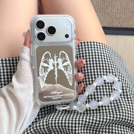 翼柄ミラー iPhone17pro/17ケース ストラップ iPhone16/15pro/17promaxケース 便利 女子力高い[M6559]