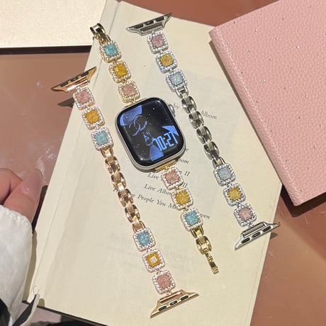 宝石 AppleWatchバンド ダイヤ メタル AppleWatchベルト Series 11/10/9/8 SE3/2  Ultra3/2/1 高級感高品質 上品[M6561]