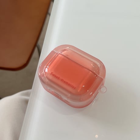 グラデーションピンク AirpodsPro3ケース ストラップ付 Airpods4/3カバー AirpodsPro第2/1世代 丈夫 艶感[M6612]
