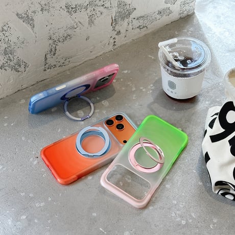 真空エアバッグ構造耐衝撃 iPhone18ProMax/18Proケース 360°回転スタンド MagSafe対応 iPhone17ProMax 16Proグラデーション 指紋防止[M6729]