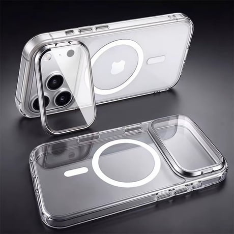 カメラカバー一体型スタンド iPhone18pro/18proMaxケース 全面保護 Magsafe対応 iPhone17Pro/16/15シリーズ 高透明高品質[M6739]