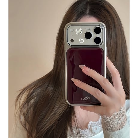 iPhone18Pro/18ProMax  ドット柄リボン／ハートデコレーションシール カメラ保護カバー iPhone17ProMax iPhone17Pro 可愛い DIY[M6891]