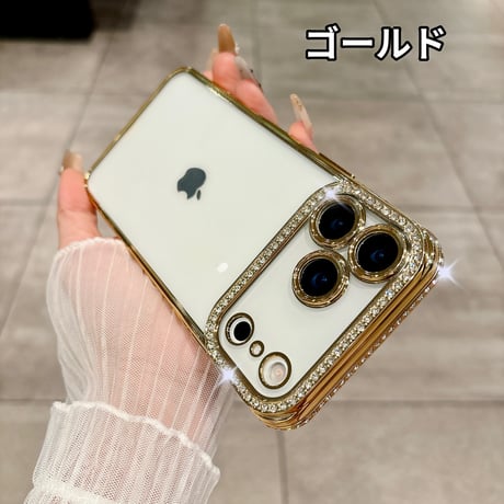 【iPhone18Pro対応】ジュエリーデコ iPhone17/16Pro/14/15proケース  キラキラ オシャレ綺麗アイフォン13/12proカバー  カメラレンズフィルム付き [M1537]