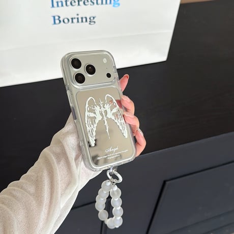 翼柄ミラー iPhone17pro/17ケース ストラップ iPhone16/15pro/17promaxケース 便利 女子力高い[M6559]