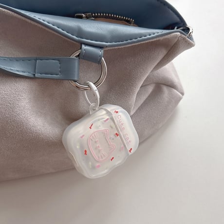 ネコちゃん Airpods Pro3ケース キュート Airpods4/3カバー pro2/pro1 うねうね リング/キーホルダー[M6567]