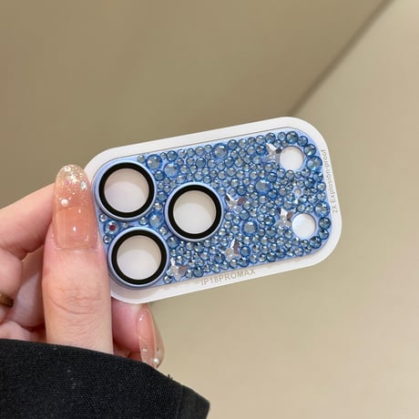 キラキラビジュー カメラレンズカバー iPhone18Pro/18ProMax カメラ保護カバー iPhone17ProMax/17Pro 金属製 ラインストーン 耐衝撃 [M6879]