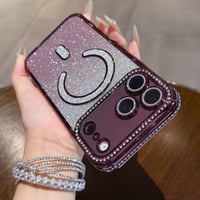 MagSafe対応 ラインストーン iPhone18Pro/18ProMaxケース グラデーションラメ iPhone17Pro/16ケース カメラ保護レンズ一体型 [M6816]