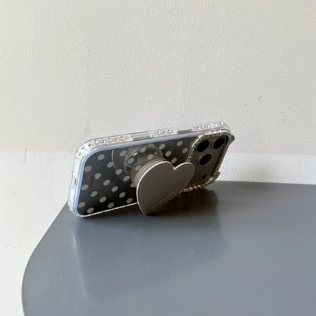 耳付きミラー iPhone17pro/17ケース 水玉模様 iPhone16/15promaxケース かわいい 多機能便利[M6555]