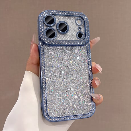 キラキラグリッター iPhone18Pro/18ProMaxケース ラインストーン付き iPhone17/16/15カバー華やか 存在感抜群 [M6841]