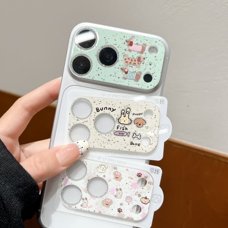 可愛い動物柄 カメラ保護カバー  iPhone18Pro/18promax iPhone17pro/17ProMax ガラスレンズフィルム  傷から保護  [M6631]