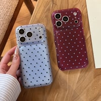 水玉ドット柄 iPhone18Pro/18proMaxケース カメラ保護 iPhone17Pro/16/15カバー バーガンディ／グレーシャー 大人かわいい [M6783]
