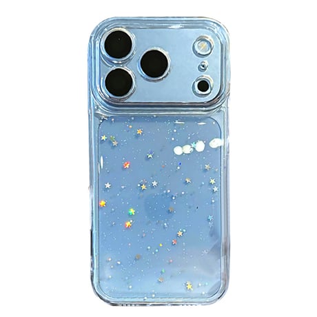 iPhone18Pro/17Proケース キラキラ星ラメ iPhone17/16/15ProMaxケース 透明感 ソフト 使いやすい[M5883]