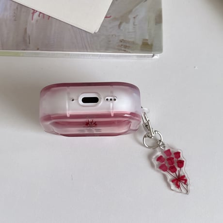 薔薇柄 Airpods Pro3ケース 花キーホルダー Airpods 4/3カバーケース AirpodsPro2/1  グラデーションカラー 高級感 [M6582]