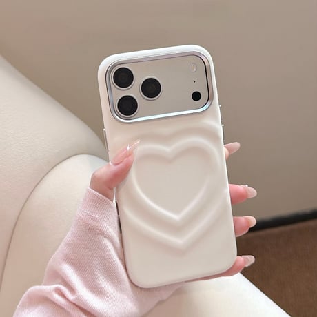 ぷっくりハート レザー調 iPhone18Pro/18ProMaxケース 手首に通せるハンドストラップ付き iPhone17/16Pro/15カバー  落ちにくい  大人ガーリー[M6793]
