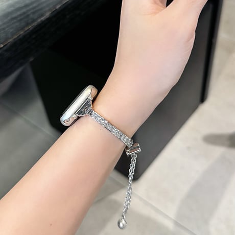 方形ダイヤ AppleWatchバンド 上品 メタリック Series11/10/9 Ultra  SE アップルウォッチベルト シンプル 高級感 高品質[M6697]
