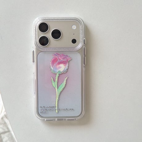 バラ柄 iPhone18Pro/17Proケース キラキララメ入り iPhone17/16Pro/15/14ケース 光沢感 可愛い 美しい[M6624]