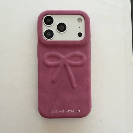 立体エンボスリボン iPhone18Pro/18ProMaxカバー スエード調 レザー iPhone17/16Pro/15ケース くすみカラー 衝撃吸収  秋冬トレンド [M6838]